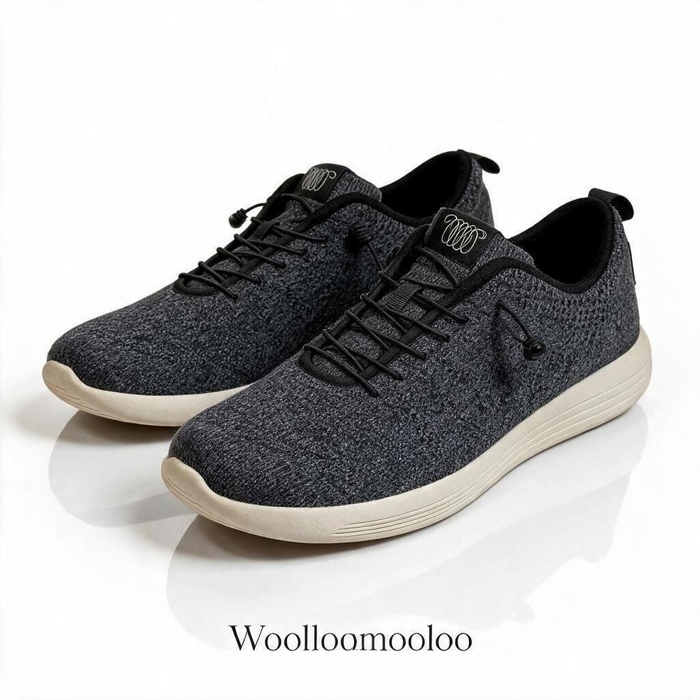 Woolloomooloo Belmont Mens Charcoal Grey Merino Wool Sneakers Size 45 US 11.5